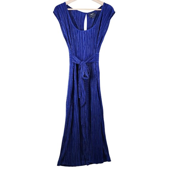 Anthropologie Maeve Sonata Pleated Jumpsuit Blue Tied Women's Size 6 Textured - Picture 15 of 16